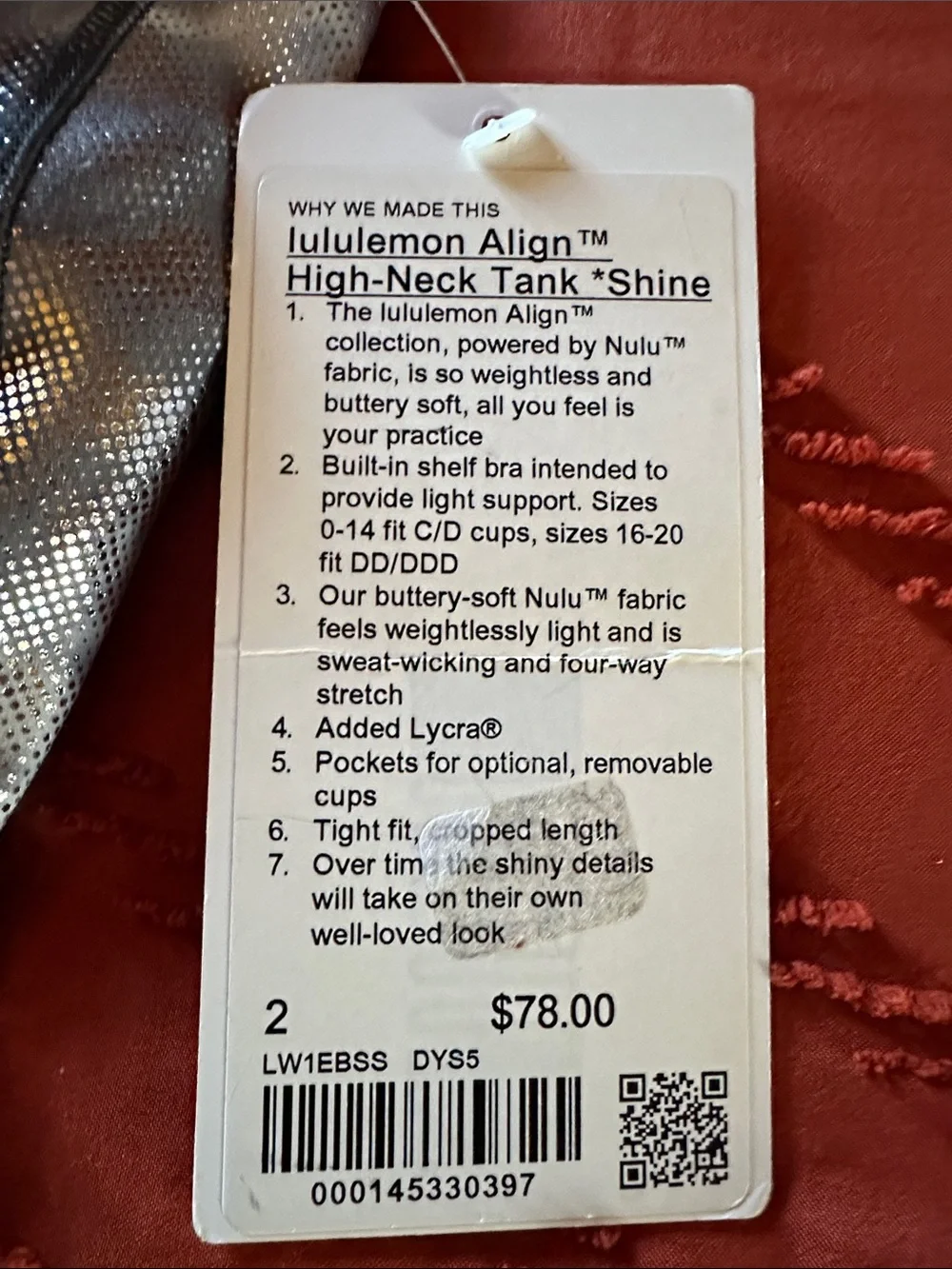 lululemon athletica Metallic Silver Cropped Athletic Tank - Picture 2 of 5